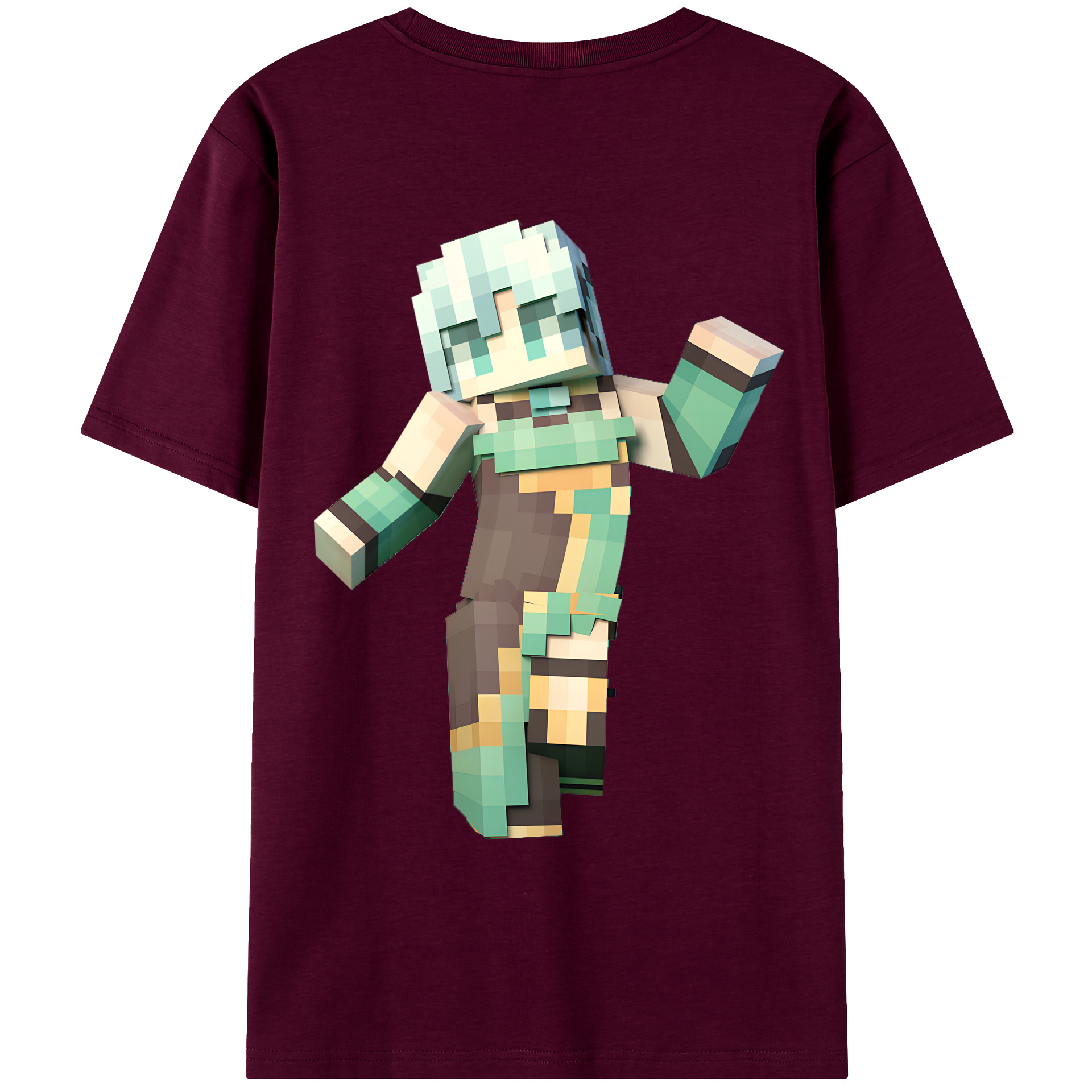 （画像用） マインクラフト ブロックの世界 Minecraft MC Block world レディース半袖Tシャツ(バックプリント)